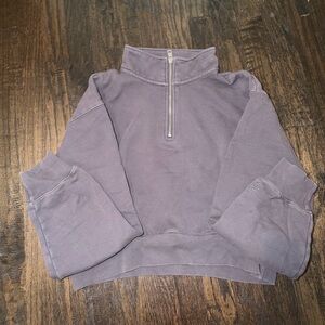 Aritzia TNA cropped quarter zip - Dark Grey